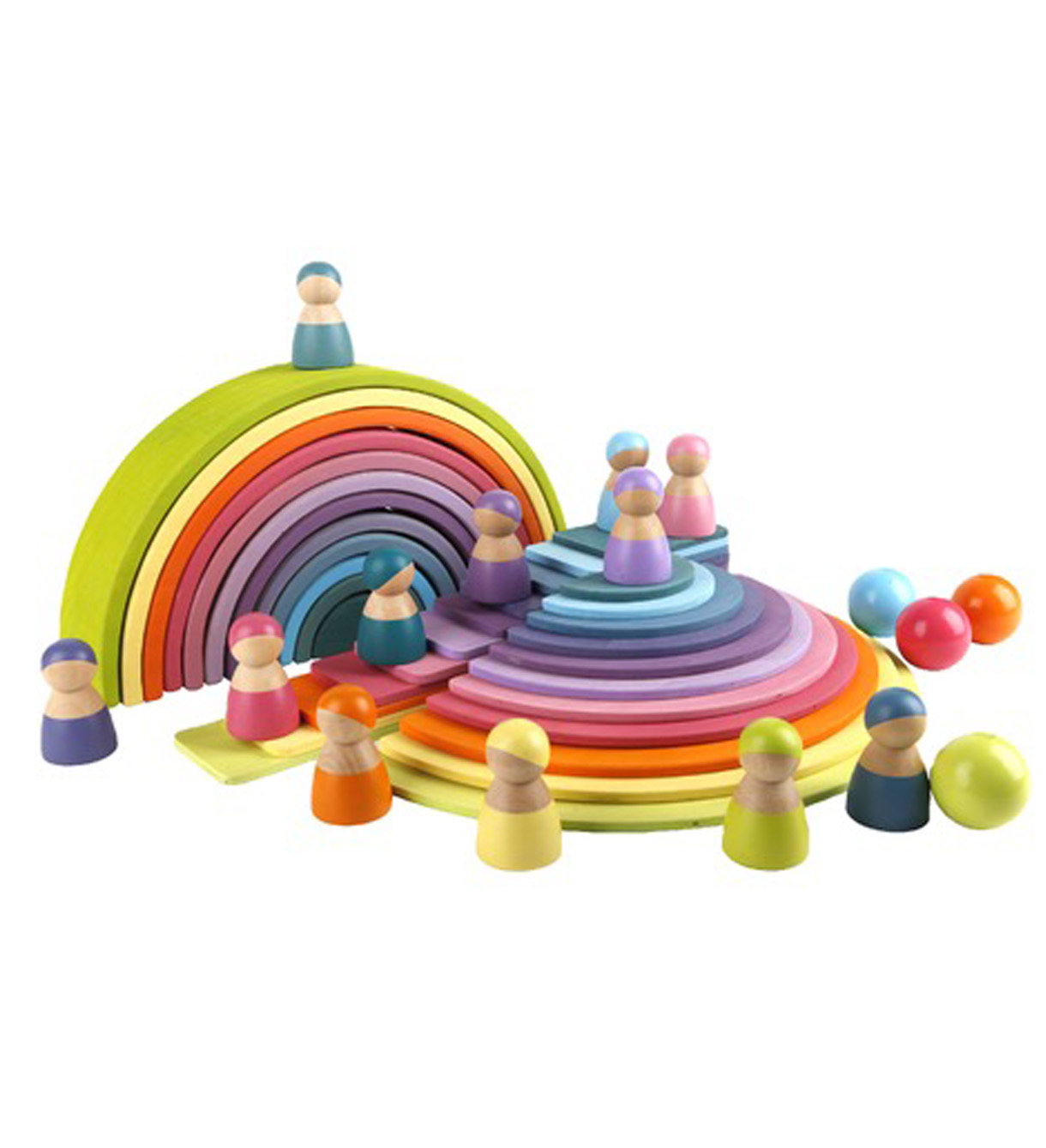 6 Regenbogen Holzkugeln - Farb-Lernspielzeug Für Kleinkinder