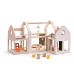 Puppenhaus aus Holz mit ausziehbaren Möbeln von Plan Toys