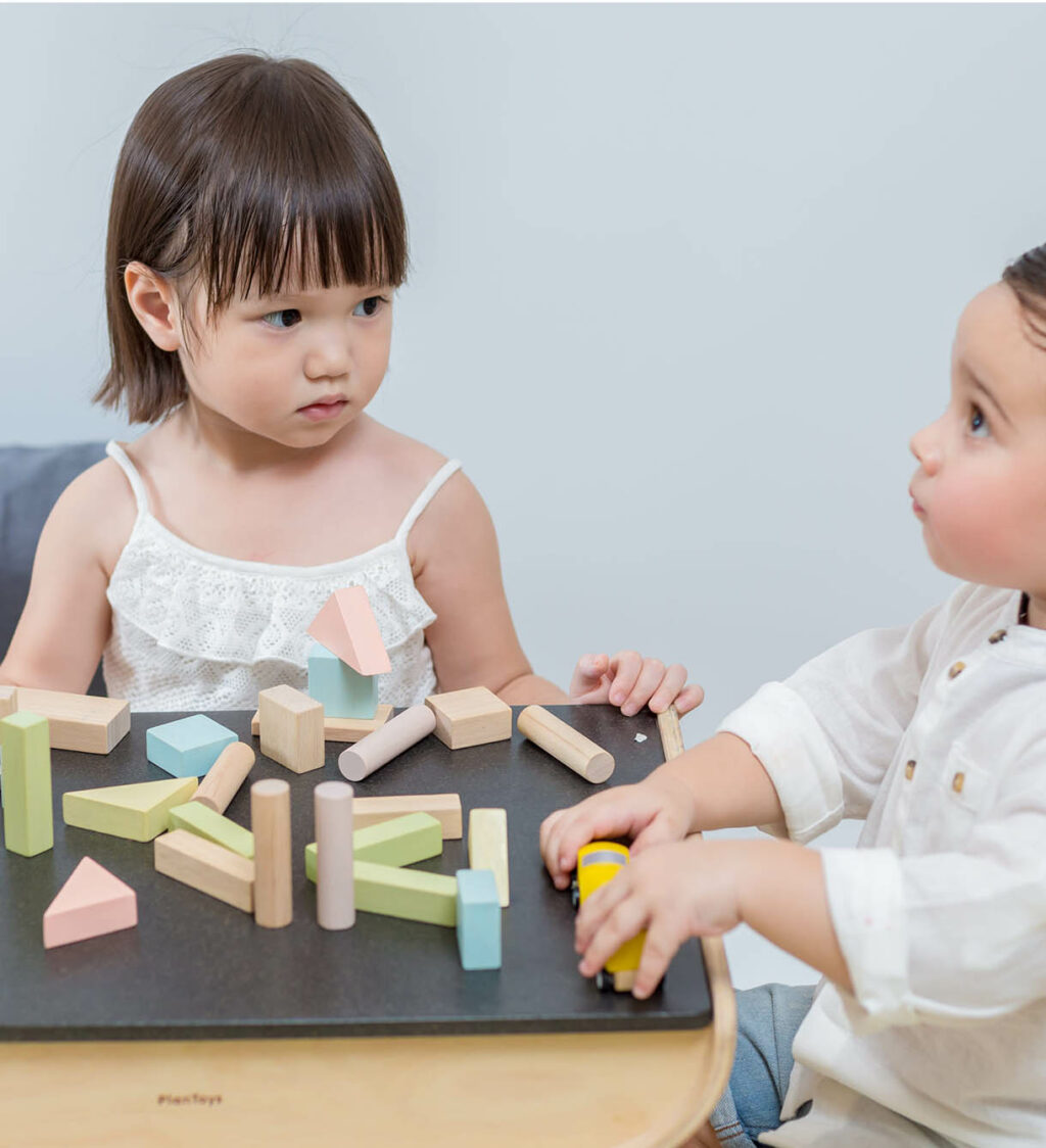 Plantoys Blockset mit Kinderschreibtisch-Atmosphäre Plantoys Blockset mit Kinderschreibtisch-Atmosphäre
