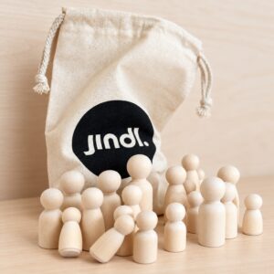 Jindl canvas zakje met deel set houten poppentjes van Jindl