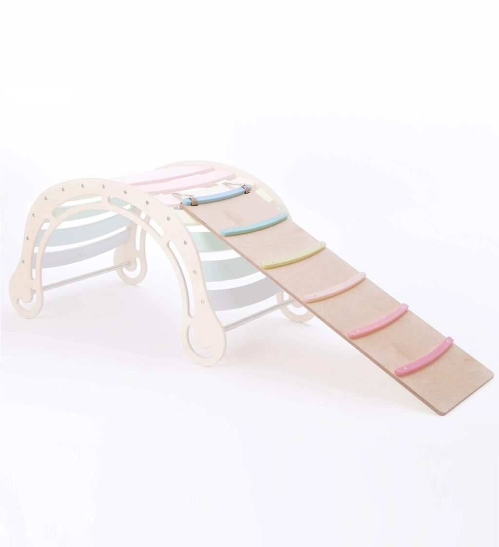 Kletterbrett waldorfwippe pastell Kletterbogen XXL mit Gleitbrett