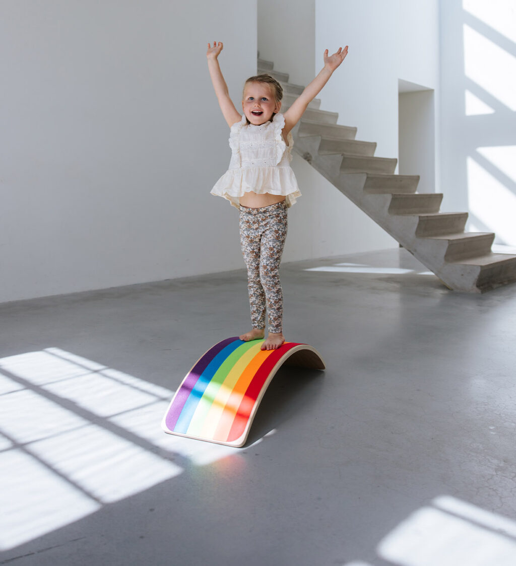 Balance board met vilt regenboogkleuren Jindl