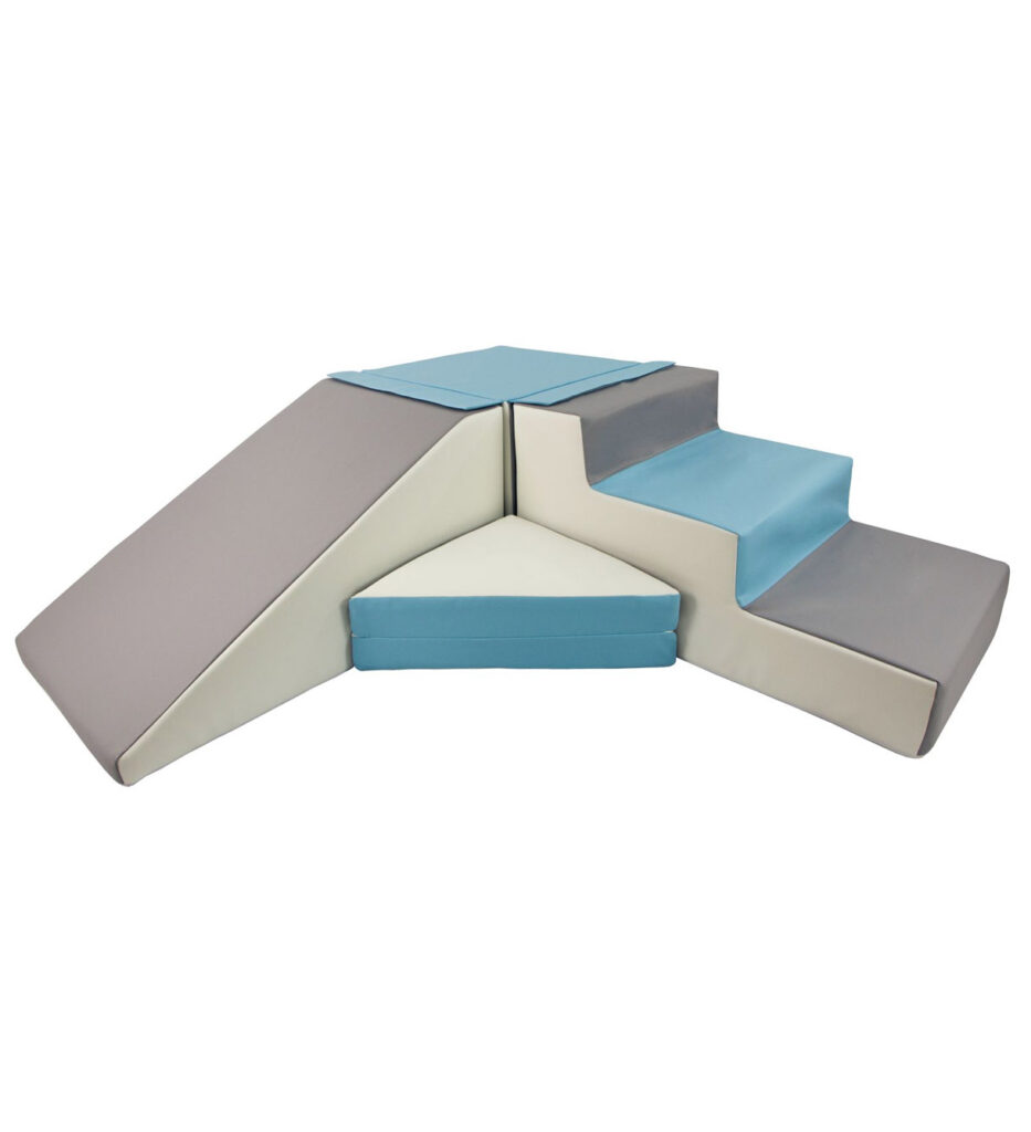 Schaumstoffblöcke mit Rutsche und Treppe weiß blau grau