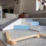 Foam blokken trap glijbaan blauw wit grijs