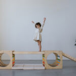 Klettergerüst Würfel 2er Set mit Rutsche | Kletterrampe und Leiter Regenbogen