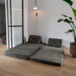 Cord speelbank groen vrijstaand logeerbed