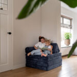 Speelbank Jindl ribstof blauw gestapeld