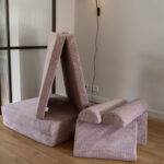 Speelbank Jindl roze ribstof hele set