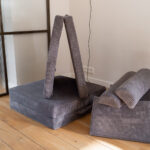 Speelbank Jindl ribstof donkergrijs complete set