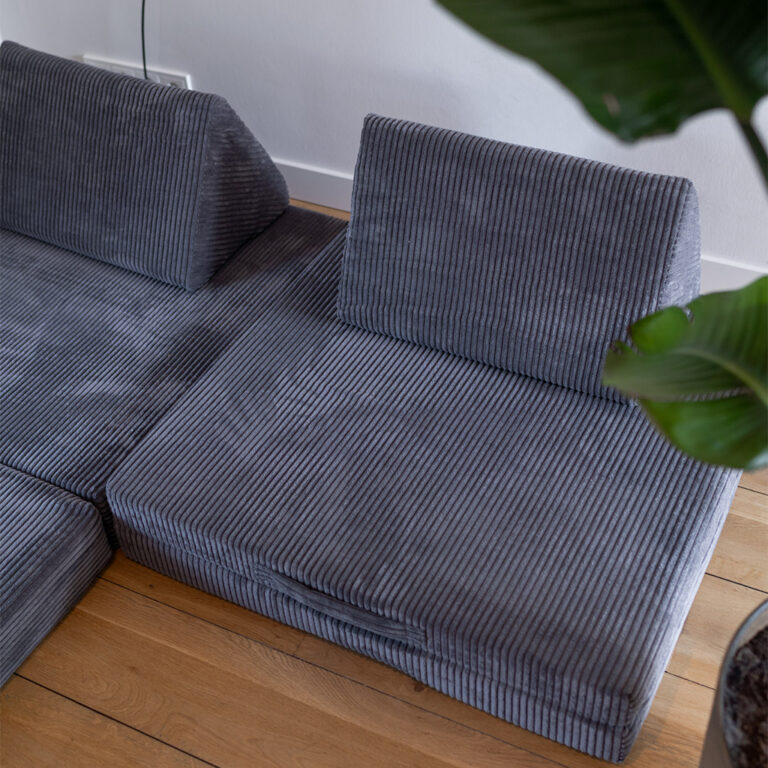 Spielsofa Jindl Rippstoff Dunkelgrau bequemes Sitzen freistehend