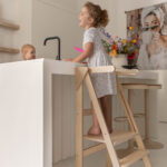 Jindl leertoren inklapbaar en verstelbaar houtkleur blij