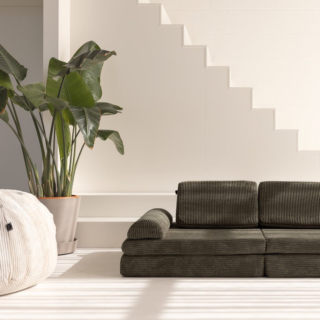 Jindl speelbank legergroen met beige zitzak Jindl speelbank legergroen met beige zitzak