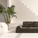 Zitzak beige met speelbank legergroen