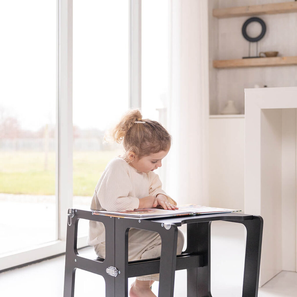 Montessori Lernturm aus Holz - Jindl 2-in-1 Holzfarbe - Image 4