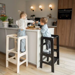 Montessori Lernturm aus Holz - Jindl 2-in-1 Holzfarbe
