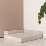 Jindl hoekbank cord beige vrijstaand uitgevouwen