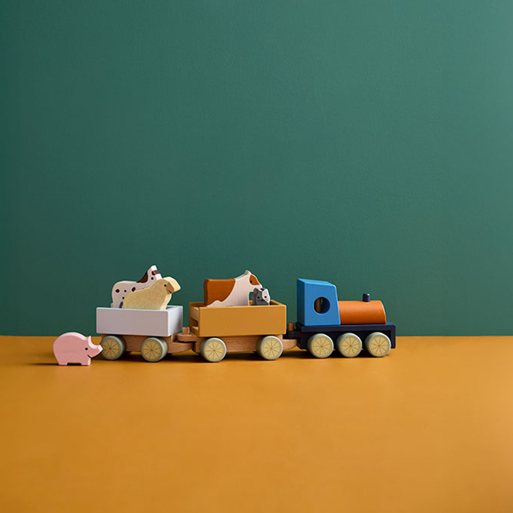 Trein Kid's Concept met boerderijdieren samen Holzeisenbahn mit Bauernhoftieren Kid's Concept Aiden - Image 5