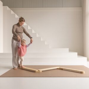 Grote puzzelmatten bruin met balansbalken Jindl