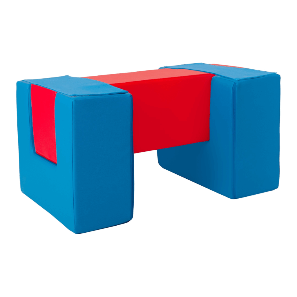 Blaues und rotes Spielset Laufbrücke Schaumstoff