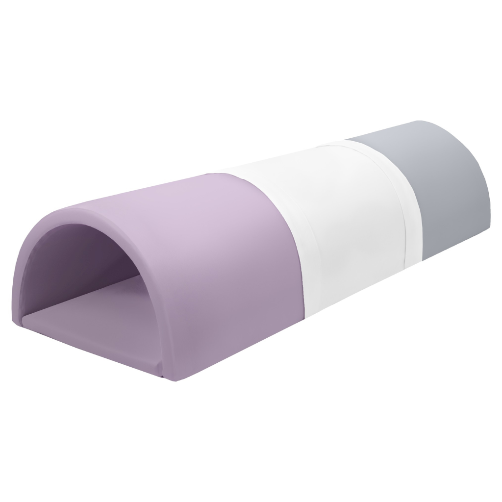 Foam speelset tunnel witgrijspaars Wit, grijs en paarse foam speel tunnel