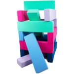 Foam bouwblokken donkerroze blauw donkerblauw lila groen