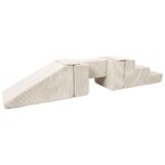 Spielset Schaumstoffblöcke Treppe + Rutsche + Steg gerippter Stoff Creme