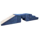 Spielset Schaumstoffblöcke Treppe + Rutsche + Steg gerippter Stoff dunkelblau