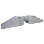 Spielset Schaumstoffblöcke Treppe + Rutsche + Steg gerippter Stoff grau