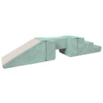 Spielset Schaumstoffblöcke Treppe + Rutsche + Steg gerippter Stoff mintgrün