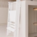 Montessori Lernturm klappbar & verstellbar Jindl Komplett weiß - zusammengeklappt
