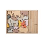 Betzold Spielwelt - Bausteinwagen mit 5 Fächern - Tiere and Zäune