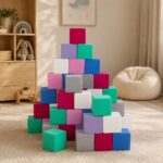 Bouwblokken - foamblokken multicolor Jindl - roze - paars - groen - blauw - wit - grijs - rood