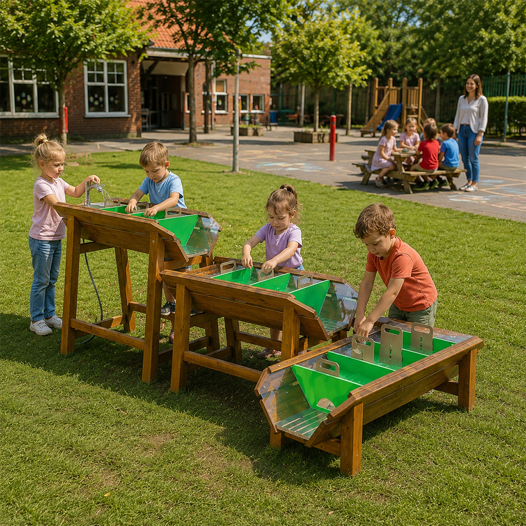 Outdoor waterkering | waterbaan op schoolplein