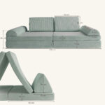 Afmeting speelbank cord turquoise