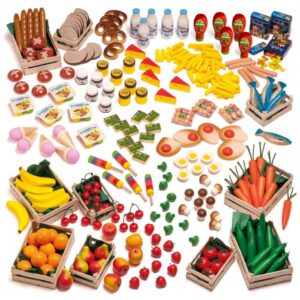 Spielzeug Holz-Lebensmittel großes Set von Erzi