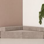 Zusammengefaltetes Jindl Cord Ecksofa in Haselnussbraun