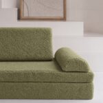 Nahaufnahme des Jindl Teddy Spielsofas in Olivgrün von rechts