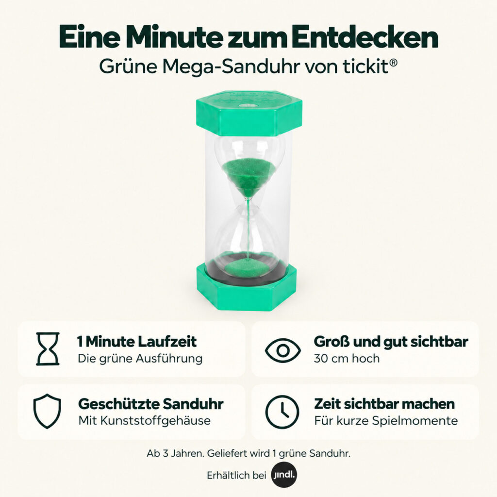 Mega-Sanduhr Tickit | grün | 1 Minute | Vorteile und Produktmerkmale auf Deutsch