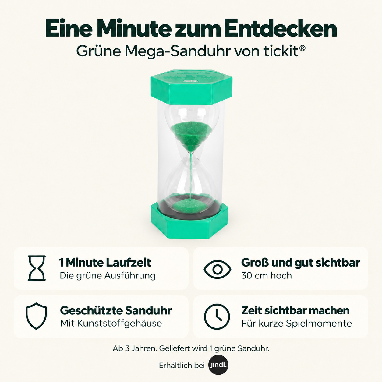 Mega-Sanduhr Tickit | grün | 1 Minute | Vorteile und Produktmerkmale auf Deutsch