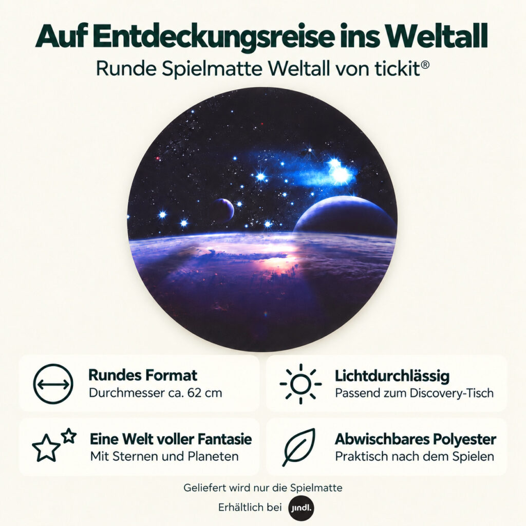 Runde Spielmatte Weltall Tickit | Discovery | Vorteile und Produktmerkmale auf Deutsch