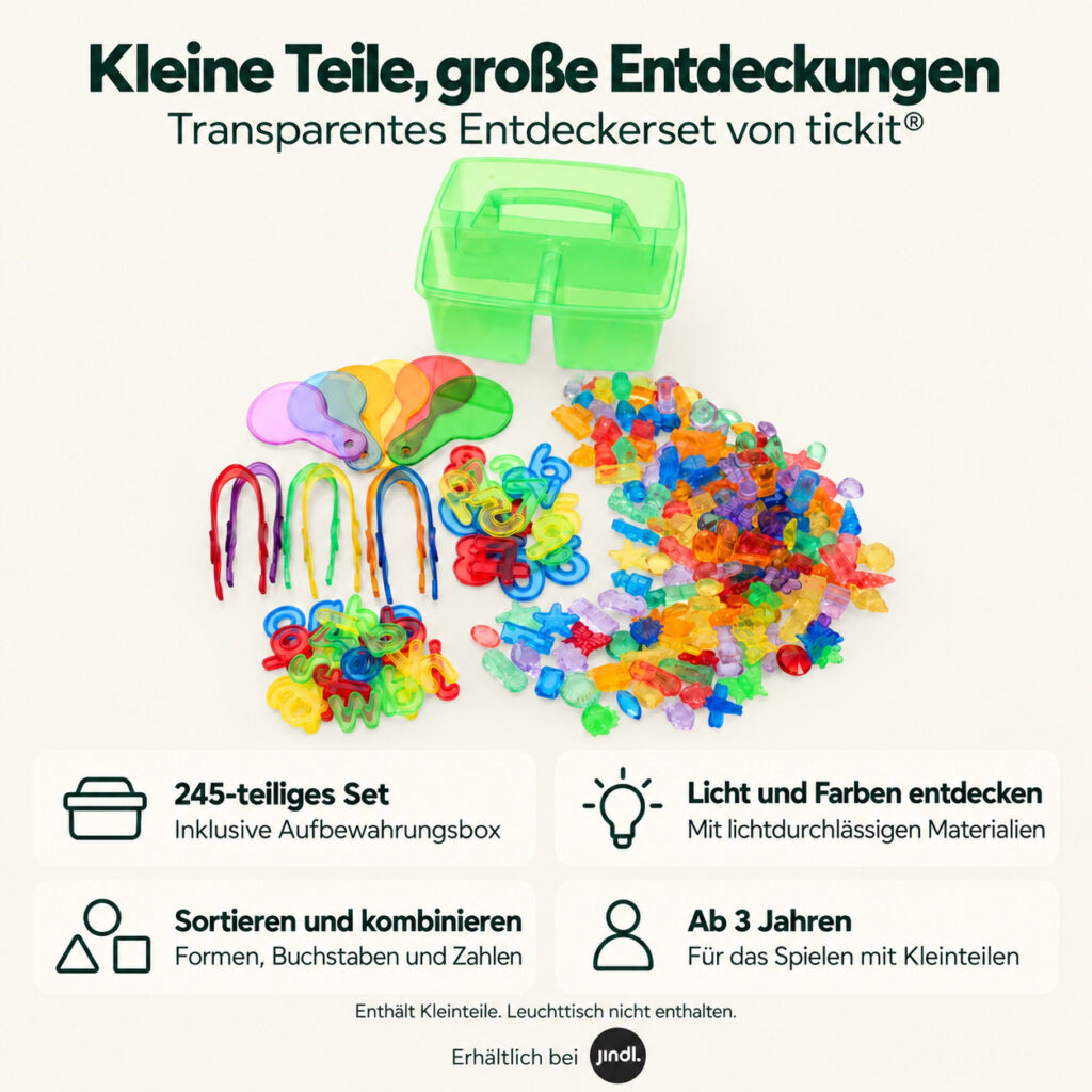 Transparentes Entdeckerset Tickit | 245-teilig | Vorteile und Produktmerkmale auf Deutsch